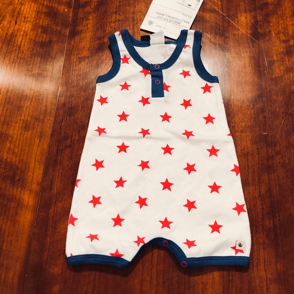 PETIT BATEAU**3 Mo. Baby Onesie**100% Cotton $60 - Picture 1 of 4